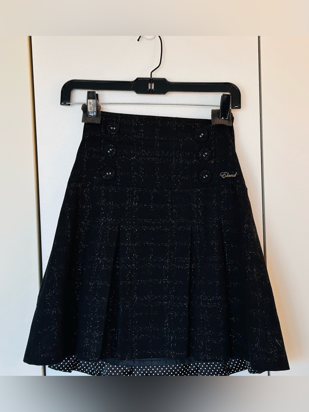 E-land Black Shimmer A-line Wool Skirt- Size 2